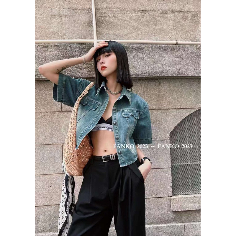 Áo sơ mi jeans bò rách dáng vừa hàng QCL1