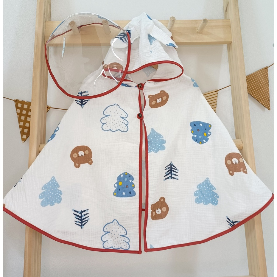 Áo choàng cho bé chất xô muslin có tấm chắn giọt bắn HABY KIDS