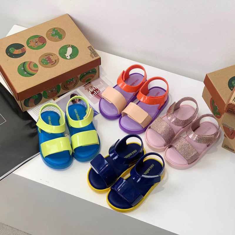 Giày Sandal Melissa xuất dư khoá dán thời trang mùa hè dành cho bé
