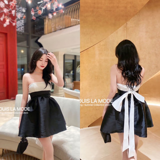 ( ẢNH CHÍNH CHỦ) Váy Tafta Cúp Ngực Tiểu Thư Đính Nơ Lưng