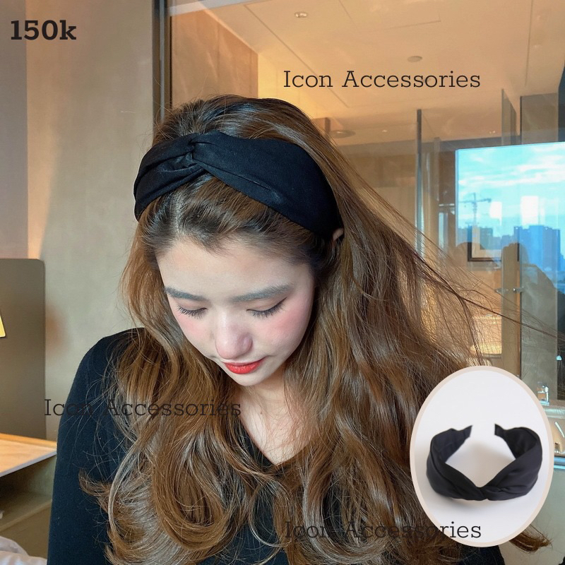 BỜM LỤA TRƠN THẮT GIỮA SIÊU XINH Chất lụa. Màu đen- kẹp tóc nơ, phụ kiện tóc, bờm