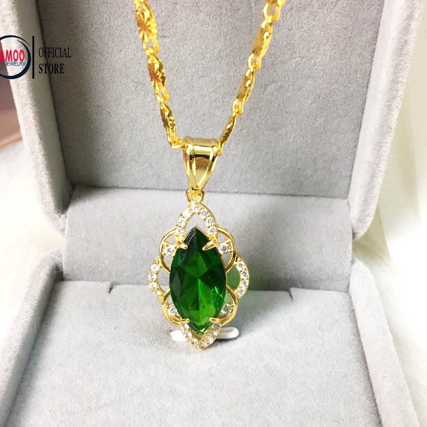 Dây Chuyền Khảm Đá Lục Bảo Cực Đẹp Cực Chất Cho Nữ V1116 Namoo Jewelry
