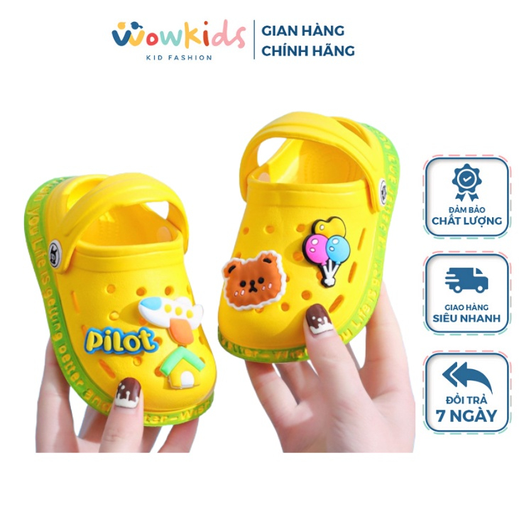 Dép Sục Cho Bé Gái Bé Trai WOWKIDS, Sandal  Siêu Nhẹ Chống Trơn Trượt Tặng Kèm Sticker Đáng Yêu Cho Bé