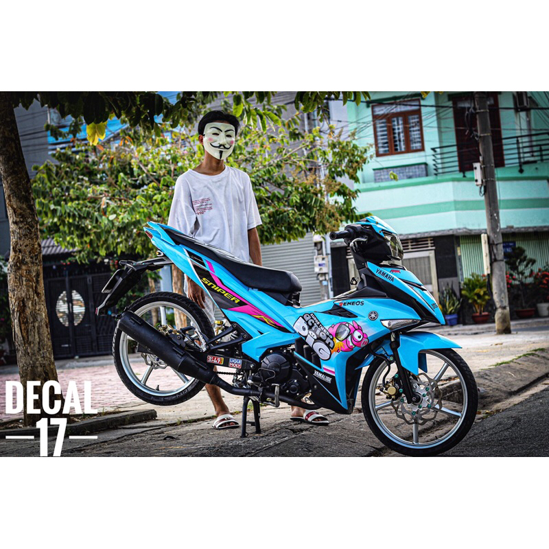 Tem chế snipet cá dễ thương exciter 150 xanh da trời