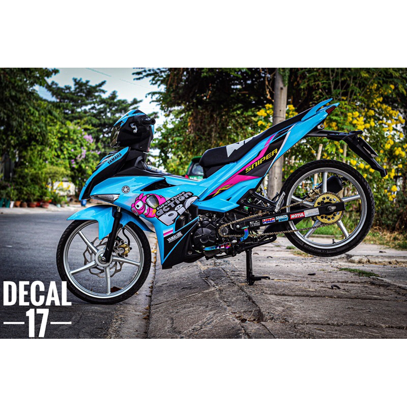 Tem chế snipet cá dễ thương exciter 150 xanh da trời