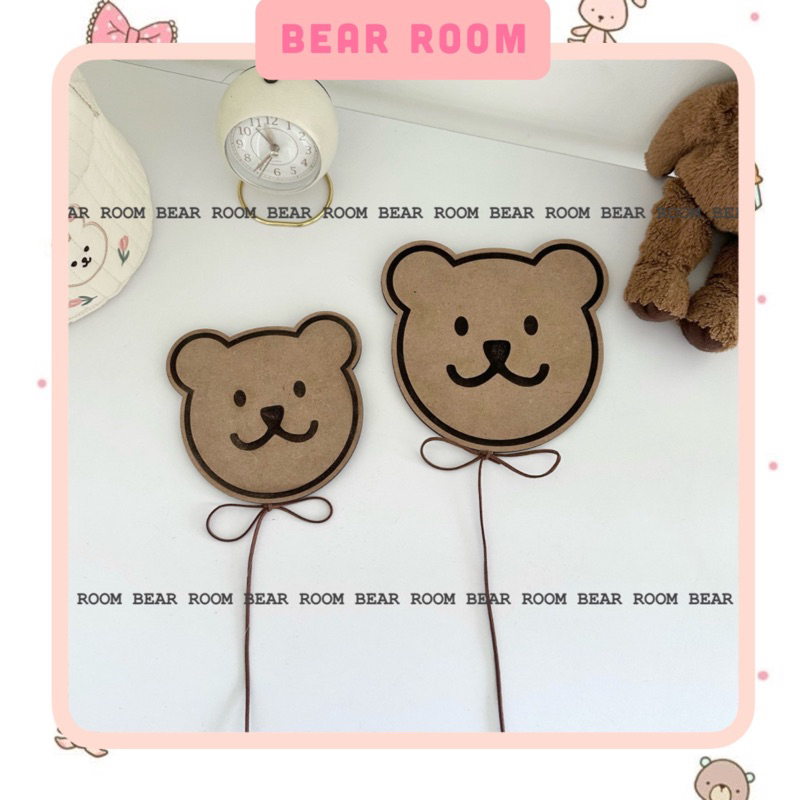 [BEAR ROOM] Set 2 gấu nâu bằng gỗ decor phòng bé