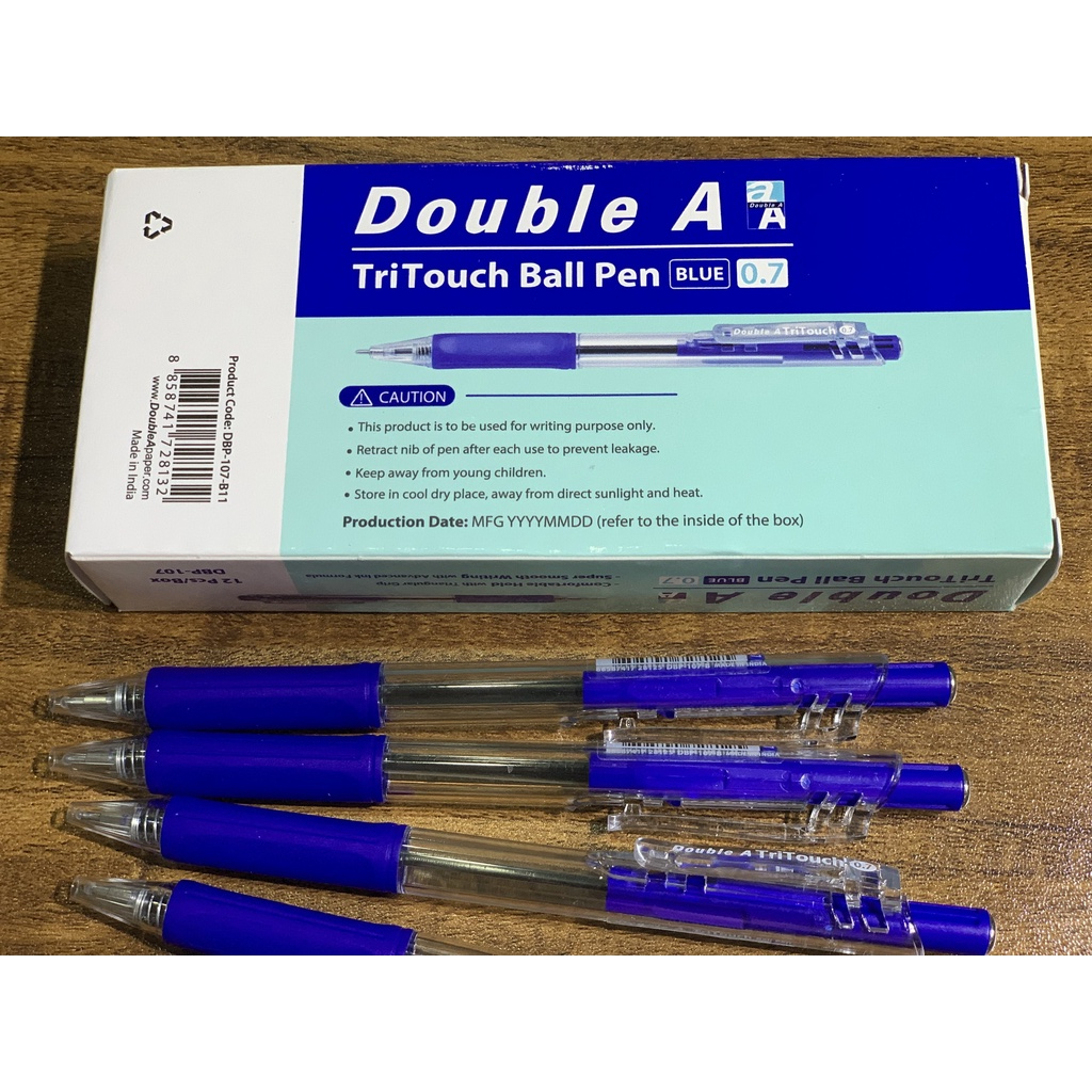 12c- Bút bi nét 0.7 DoubleA Tritouch Ball Pen Thái Lan