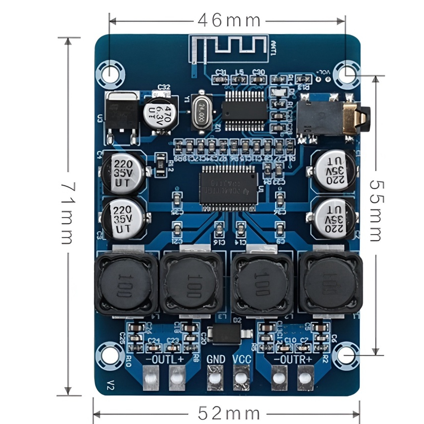 MẠCH KHUẾCH ĐẠI ÂM THANH BLUETOOTH XH - M314, TPA3118, ĐẦU RA 2 KÊNH 2 X 30W