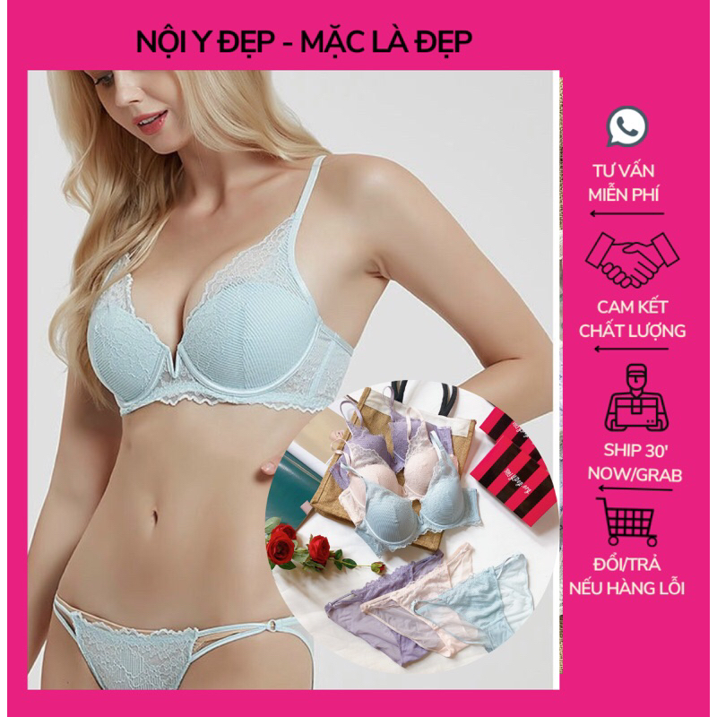 Bộ đồ lót ren mút nhẹ êm ái có gọng 9913 Nội Y Đẹp