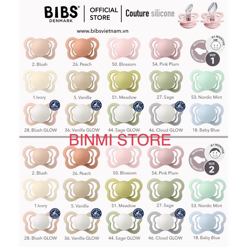 Ti Giả Bibs Couture: Núm Vát Chống Hô/ Vâu Cho Bé Chất Liệu Silicone