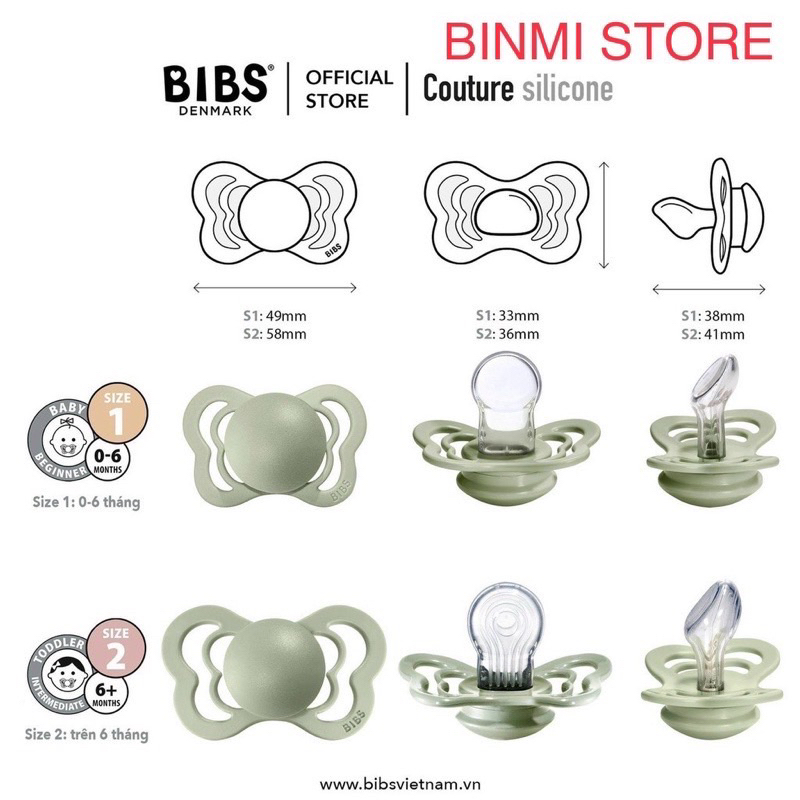 Ti Giả Bibs Couture: Núm Vát Chống Hô/ Vâu Cho Bé Chất Liệu Silicone