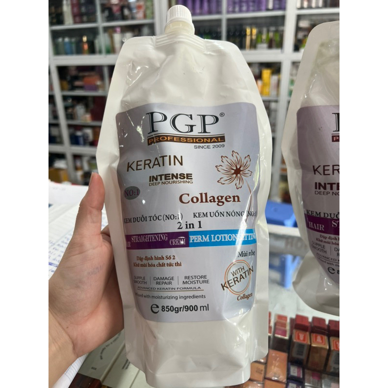 Thuốc Duỗi Tóc Collagen Hương Thơm Nhẹ PGP 1000ml, Thuốc Uốn Duỗi Đa Năng Dùng Cho Mọi Loại Tóc
