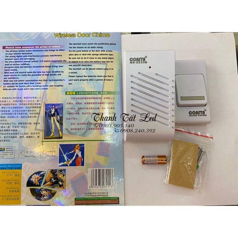 CHUÔNG CỬA ĐÔI SN-9688 KHÔNG DÂY KÊU TO - CD9688