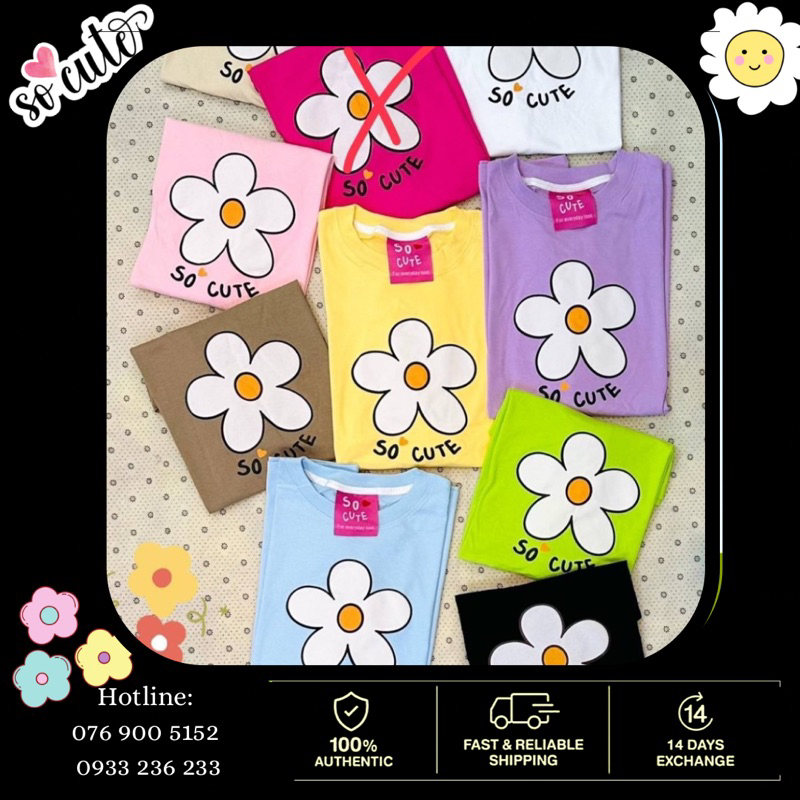 ❤️ 𝙎𝙊 𝘾𝙐𝙏𝙀❤️Áo Thun Hãng Socute Thái Lan Form OverSize - Flower - 75kg Vừa