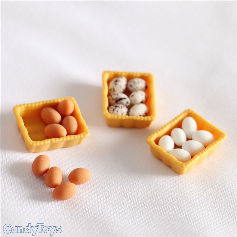 Đồ chơi Mô hình Khay Trứng và Trứng Mini - Phụ kiện Trang trí nhà búp bê/ Tiểu cảnh DIY