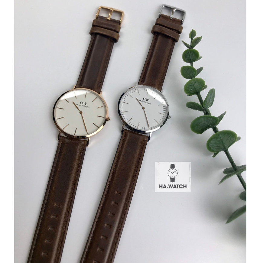 Đồng hồ Nam DW mặt tròn dây da 40mm - Kính sapphire - chống nước
