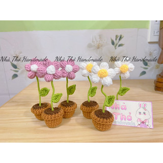 [ Handmade] Chậu Hoa Len Mini trang trí