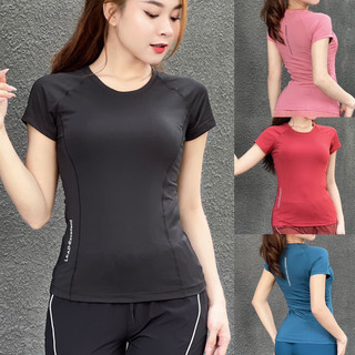 Áo Thể Thao Tập Gym Yoga Nữ Ngắn Tay LEAD Vải Thun Lạnh Mịn Mát Co Giãn Tốt