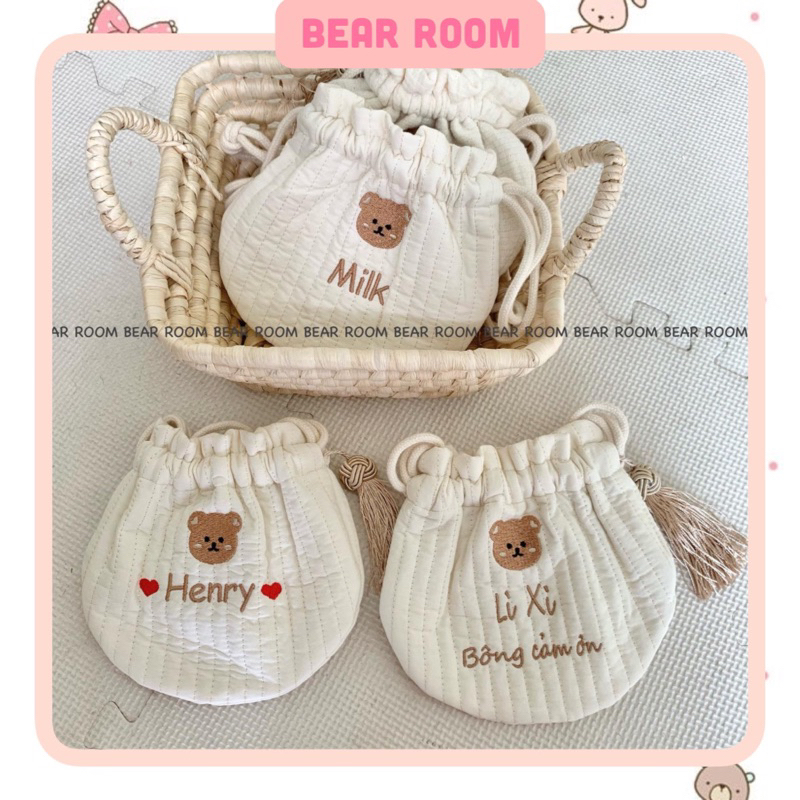 Túi lì xì 2 in 1 thêu tên bé theo yêu cầu