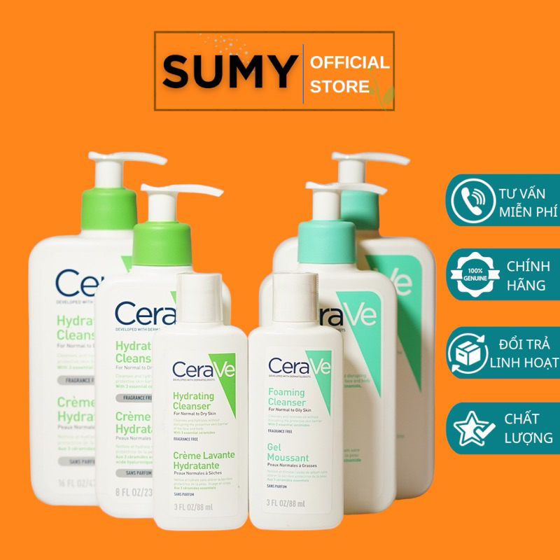 Sữa rửa mặt Cerave dịu nhẹ dành cho da dầu da khô 473ml 236ml 88ml - SUMY