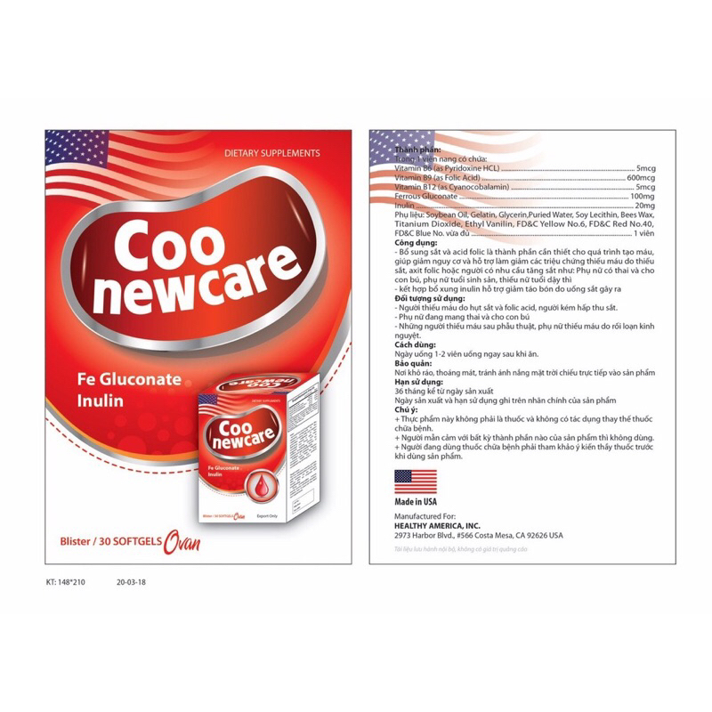 Viên sắt hữu cơ Conewcare bổ sung sắ cho mẹ bầu và người  thiếu sắt