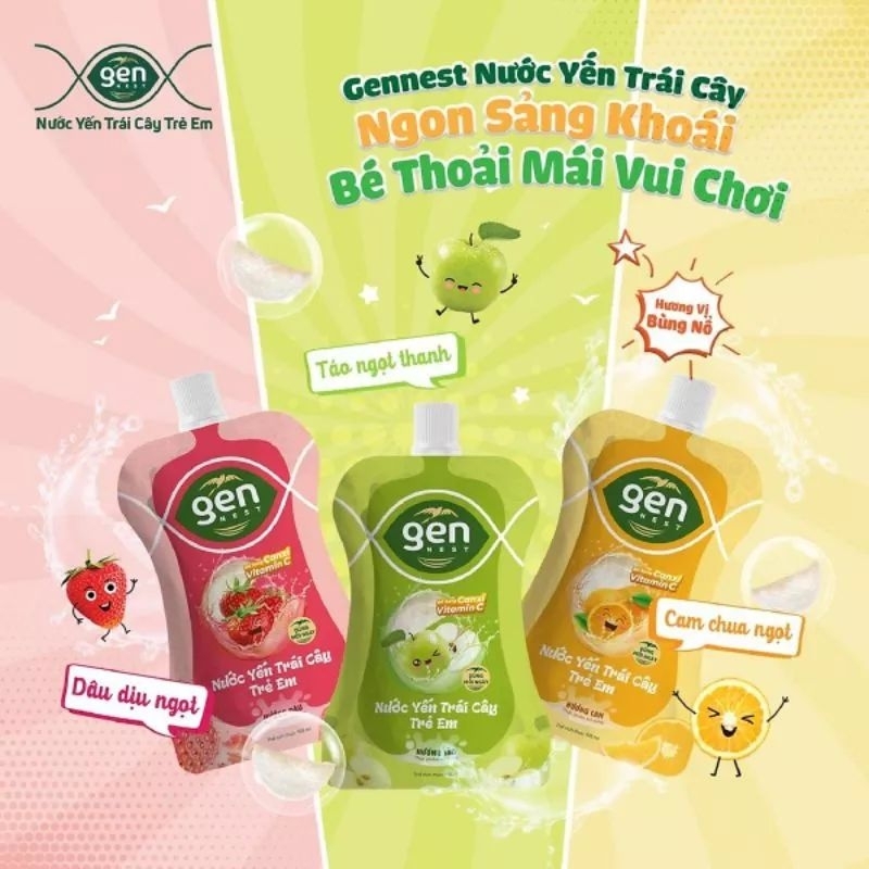 Yến Túi Sữa / Yến Túi Trái Cây 105ml 5% yến Cho Bé vị Dâu / Cam / Táo / Đào