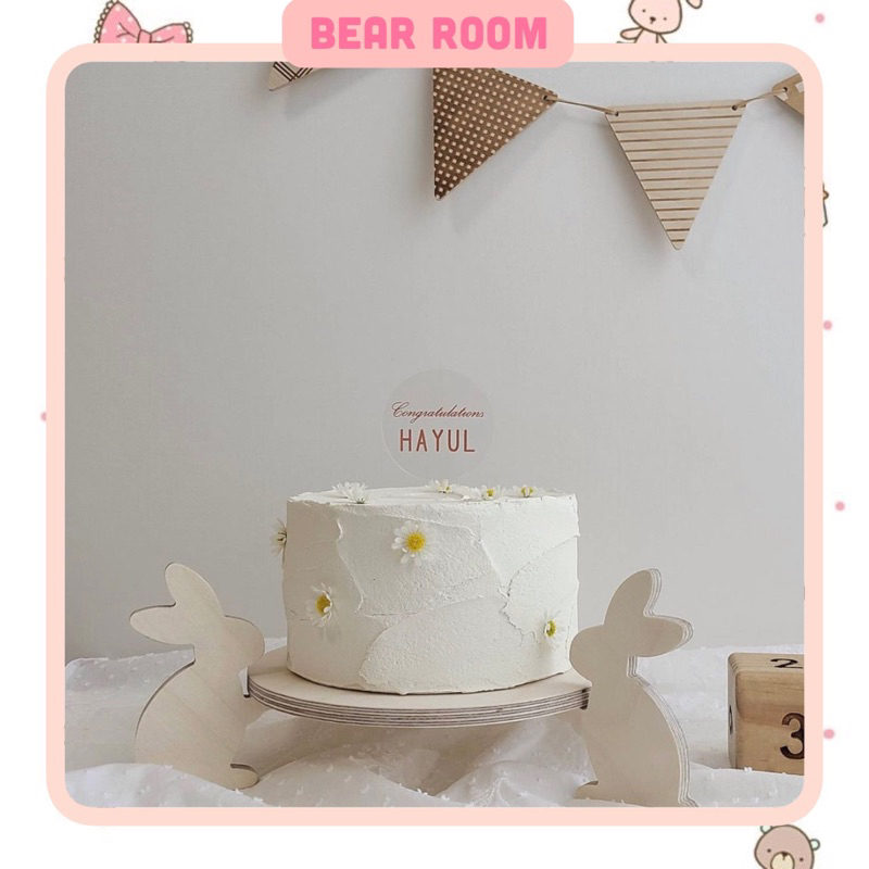 Đế bánh kem 3 con thỏ bằng gỗ