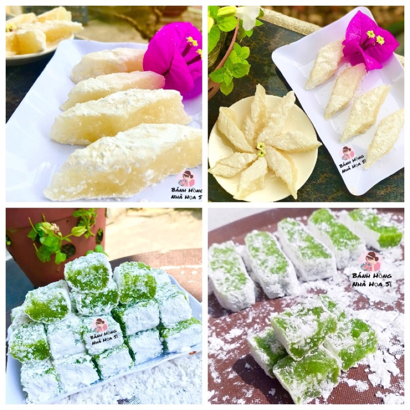 (1kg) Bánh hồng Bình Định trắng và xanh lá dứa.