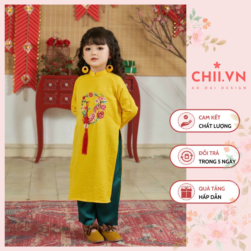 Set Áo Dài Tết Bé Gái, Áo Dài Cách Tân Đẹp Cho Bé
