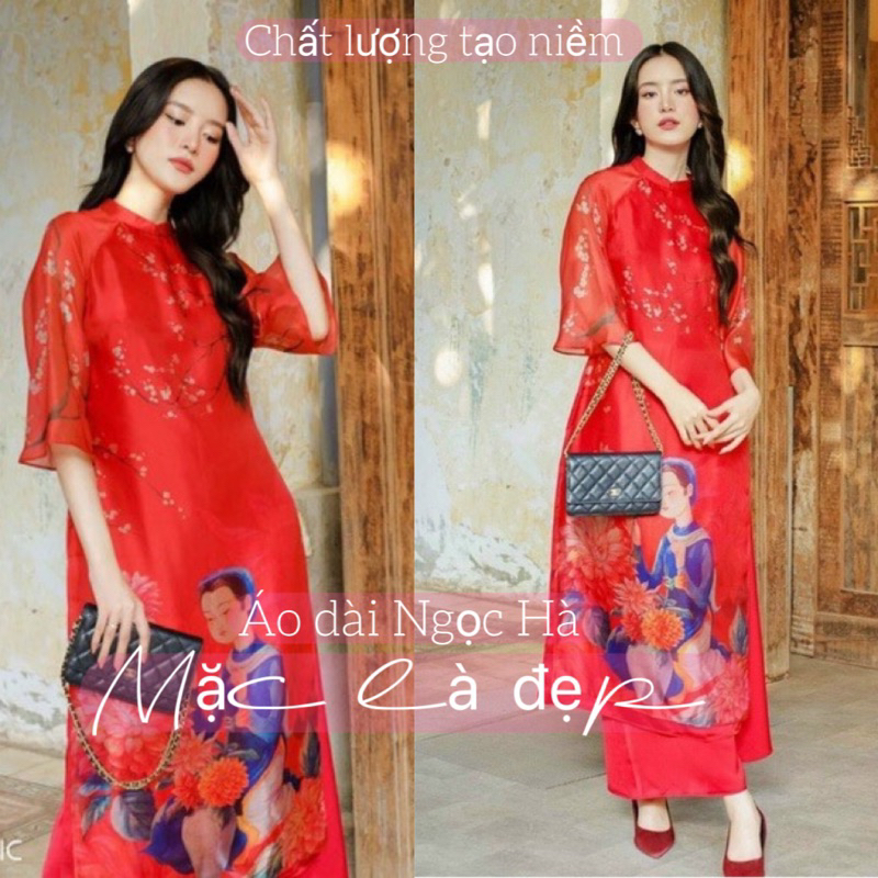 Áo Dài Cách Tân Nữ Dáng Suông Von Hình In BM01
