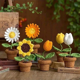 Chậu hoa mini bằng len 🥰
