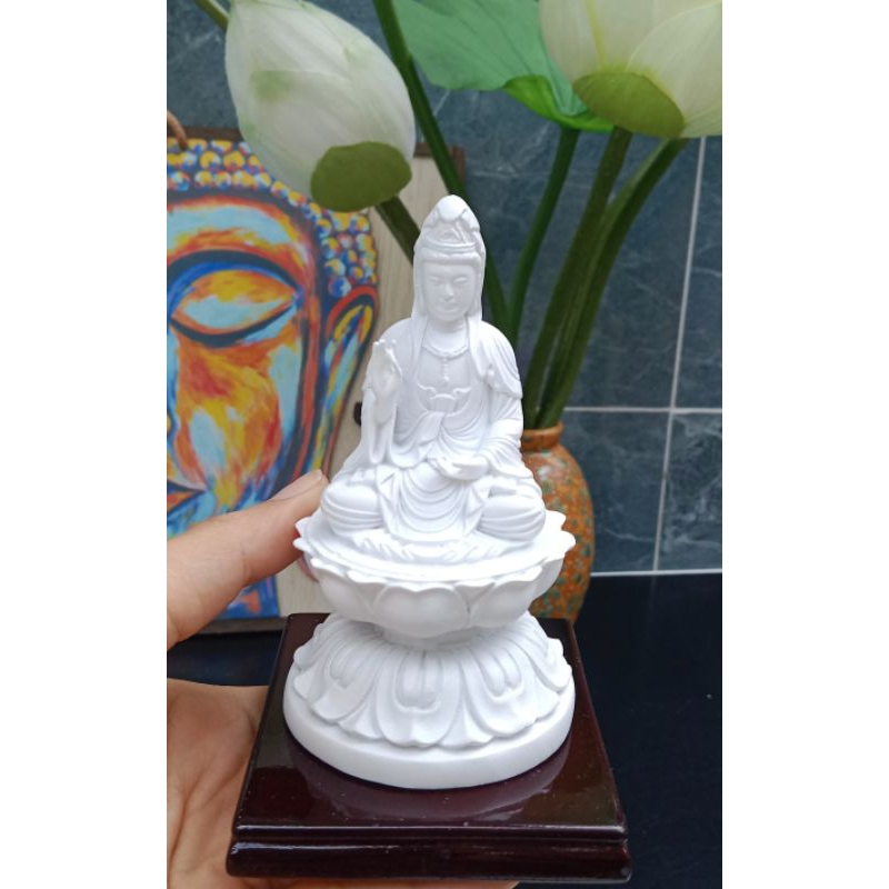 Tượng Mẹ Quan Âm Bồ Tát Trắng Tinh Khôi Cao 10cm
