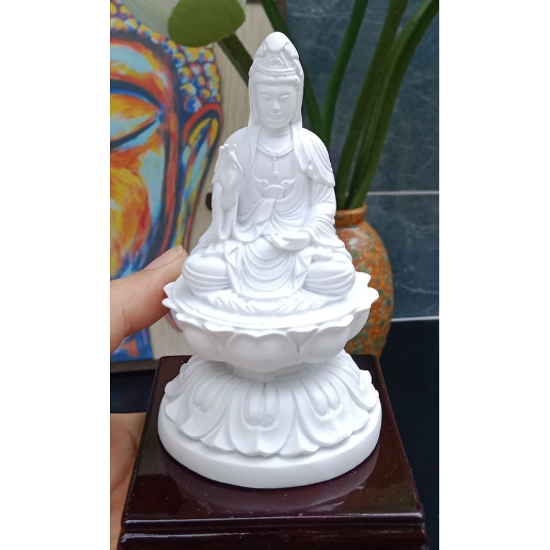 Tượng Mẹ Quan Âm Bồ Tát Trắng Tinh Khôi Cao 10cm
