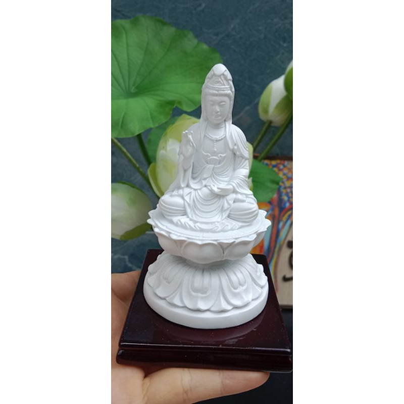 Tượng Mẹ Quan Âm Bồ Tát Trắng Tinh Khôi Cao 10cm
