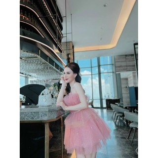 ĐẦM XÒE CUP DÚN TẦNG ĐÍNH ĐÁ