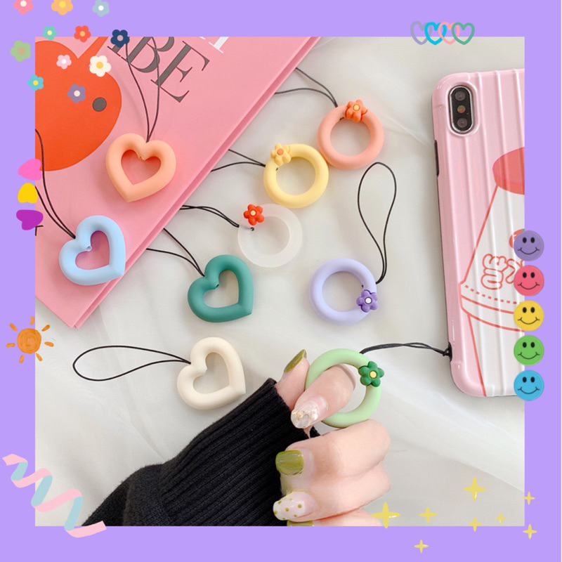 Nhẫn đeo ngón tay giữ điện thoại dạng tròn 🌼 & trái tim 💓