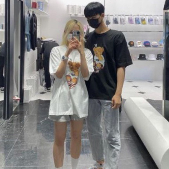 (CHÍNH HÃNG ) Áo phông ADLV bear pants cotton cứng form Hàn Quốc unisex