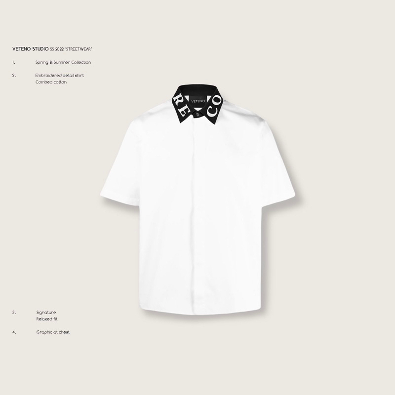 Áo Sơ Mi Tay Ngắn VETENO STUDIO Thêu Couture