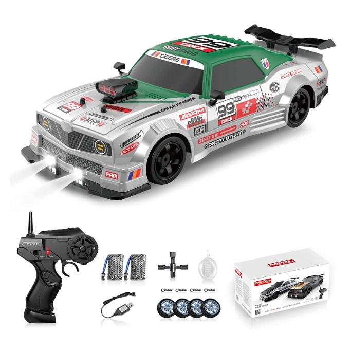 Xe điều khiển RC Drift từ xa Dodge Challenger Green 1/16 4WD - đồ chơi tốc độ cao, xe tạo khói