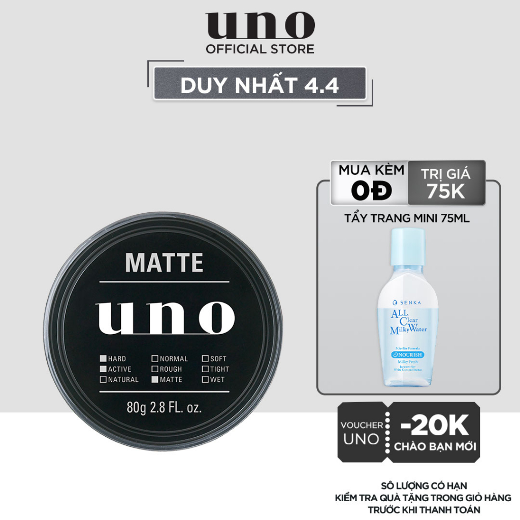 Sáp vuốt tóc Tạo kiểu Định hình mạnh mẽ UNO Matte Effector 80g