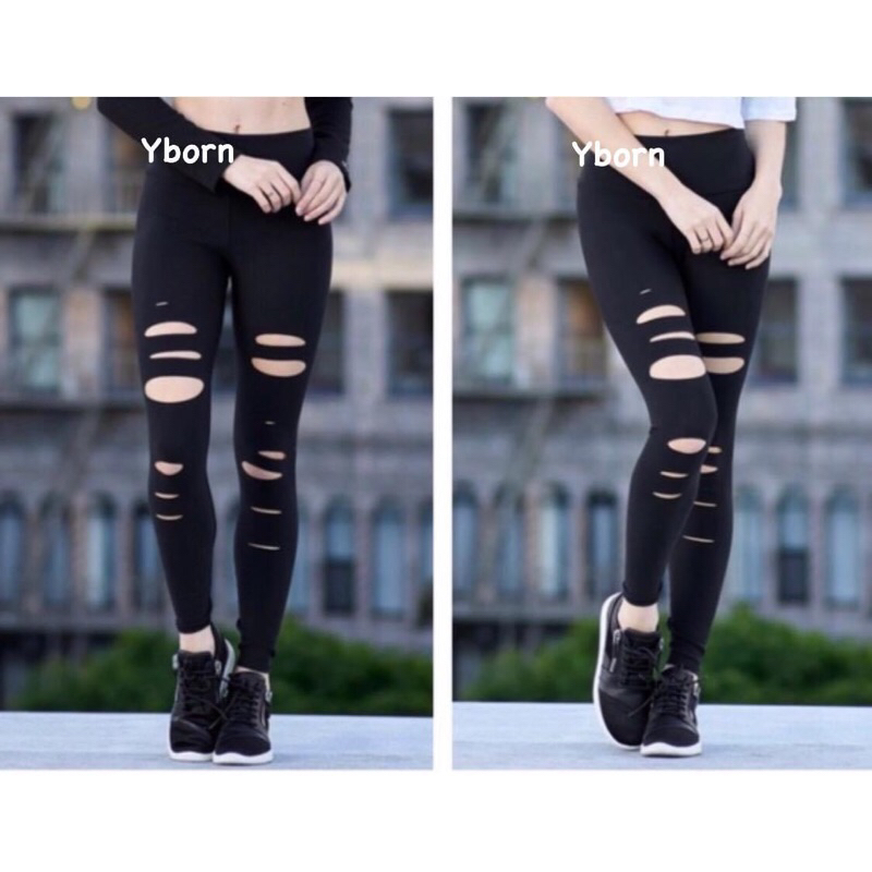Quần tập /legging rách siêu cá tính, co giãn 4 chiều Yborn cao cấp