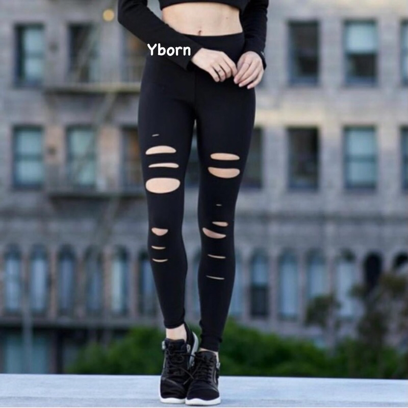 Quần tập /legging rách siêu cá tính, co giãn 4 chiều Yborn cao cấp