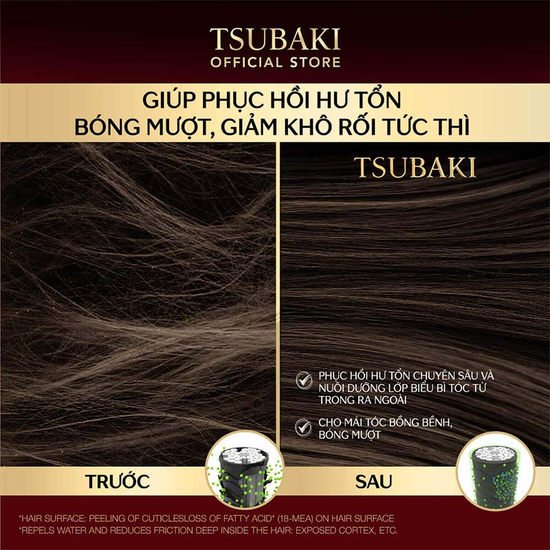 Bộ đôi gội xả Dưỡng tóc bóng mượt Premium Moist Tsubaki (490ml/chai)