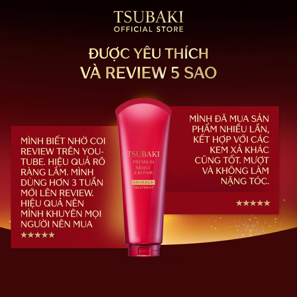 Combo gội xả và kem xả Dưỡng tóc bóng mượt Premium Moist Tsubaki (490mlx2 + 180g)