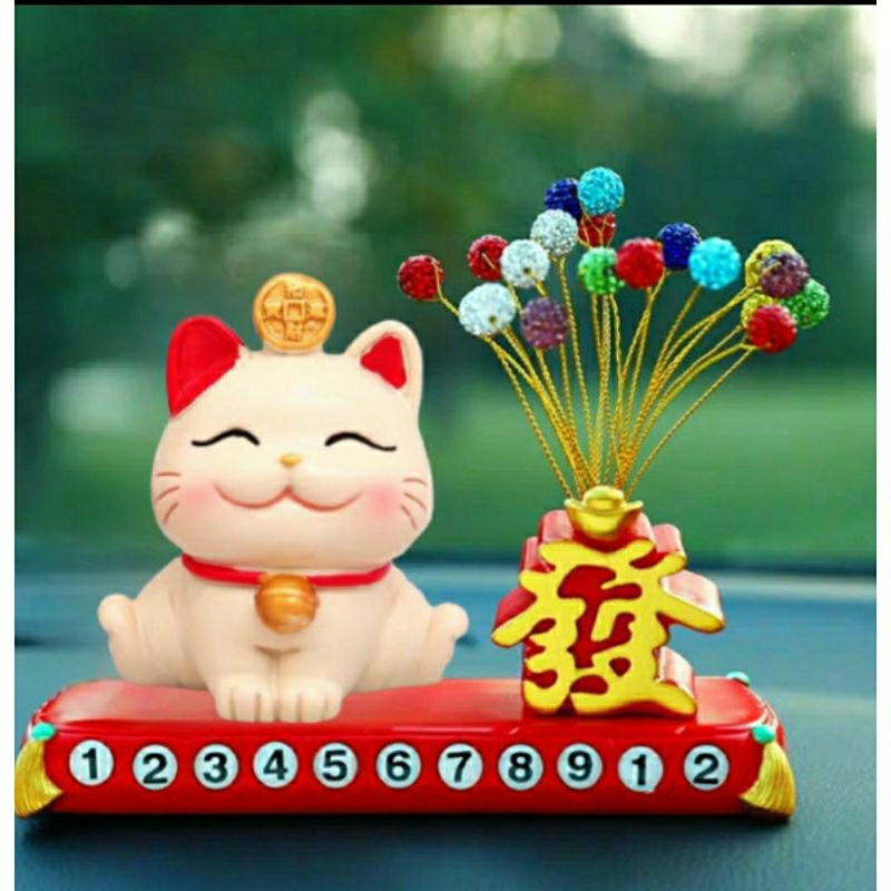 Bảng Số Điện Thoại Đỗ Xe Mèo Thần Tài May Mắn Dễ Thương decor trang taplo oto