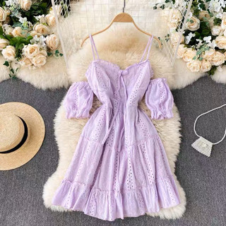 Đầm xô lỗ màu tím