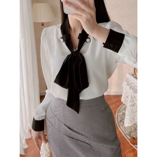 áo sơ mi cổ nơ lụa mềm mịn mã AC28