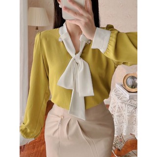 áo sơ mi cổ nơ lụa mềm mịn mã AC28