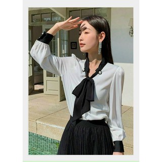 áo sơ mi cổ nơ lụa mềm mịn mã AC28