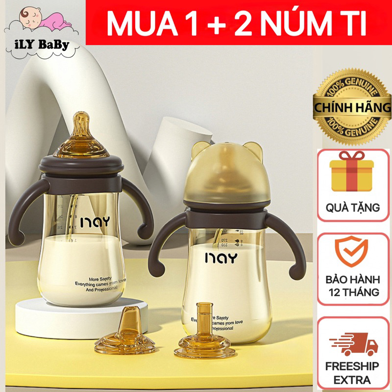 Bình sữa Nano cho bé tập uống NAY + tặng kèm núm ti và mỏ vịt chống sặc , chống đầy hơi